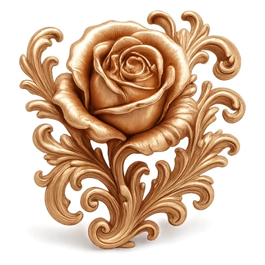 rose gold rose, ornate, decorative flourishes, rose gold color sticker