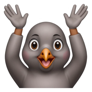 pigeon head, big lashes, hands up in a celebratory 'yasss' gesture sticker