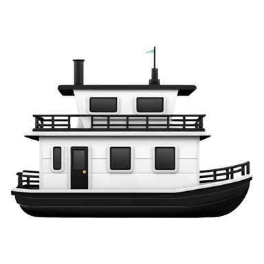 Simple black and white houseboat as basic and small as possible sticker