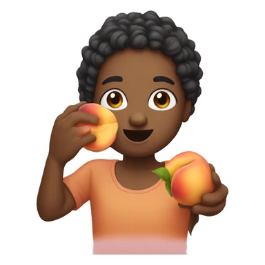 leniel eating a peach sticker