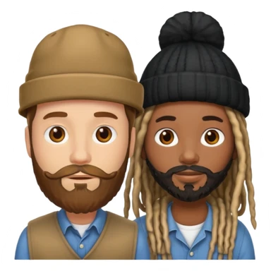 Couple emoji -WHITE with man with beardmwoth hate on and BLACK FEMALEwith mid length locs sticker