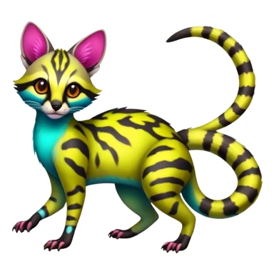 Exotic randomly colored colorful cute neon-colored Fakémon-Fionbri-Vernid-Genet-creature with markings (full body) sticker