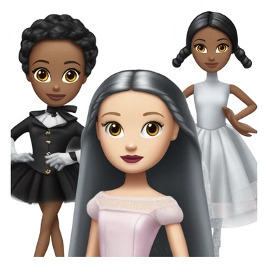 Prima Ballerina Barbie, Wednesday Addams, cape,veil,showing off, show full body,accessories coat gloves  sticker