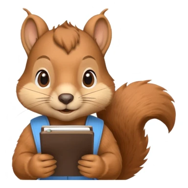 squirrel writing on a notepad sticker