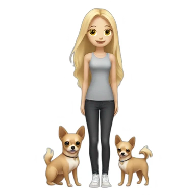 Blonde long hair girl standing with 2 chihuahuas sticker