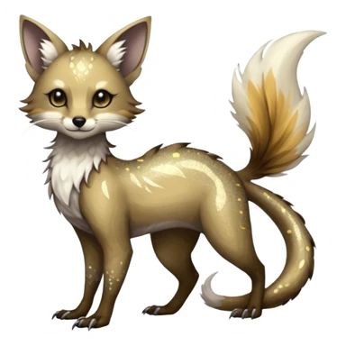 Feral Rare Fantasy and cool handsome badass  sparkly shiny Vernid-Trico-species by LiLaiRa, random markings, tufted tail, tufted ears, full body sticker