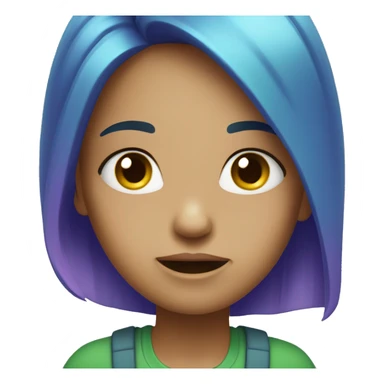 Girl with bluish, green and purple hair looking overwhelmed sticker