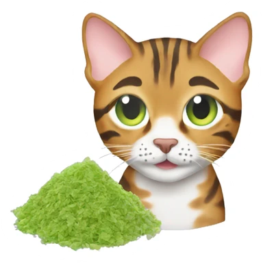 a bengal cat eating catnip sticker