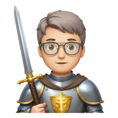 Knight holding sword, wearing glasses — glasses shining reflection sticker