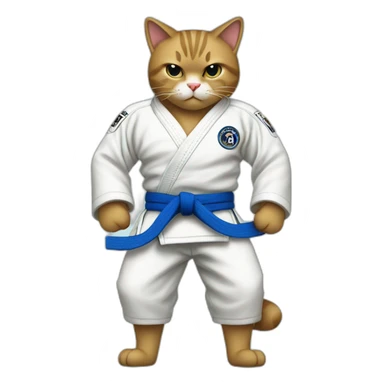 jiu-jitsu cat with blue belt sticker