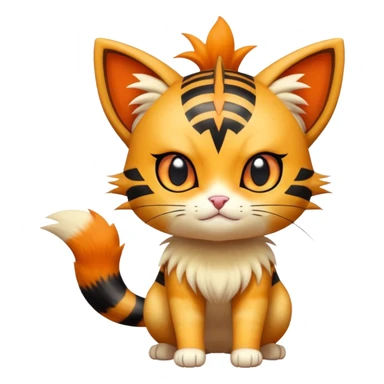 Shiny Cute Adorable Meowth-Litten-Littleo-Hybrid-Creature with pattern-markings sticker