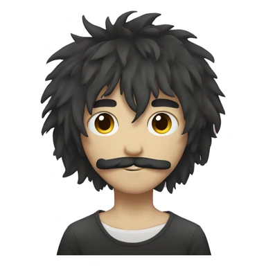 emo boy with shaggy hair and moustache sticker