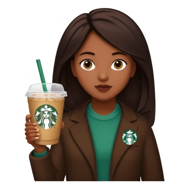 Black girl with blackish, brownish hair holding a Starbucks cup. sticker