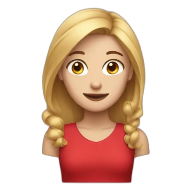 Blond and brown hair girl with red wear working sticker