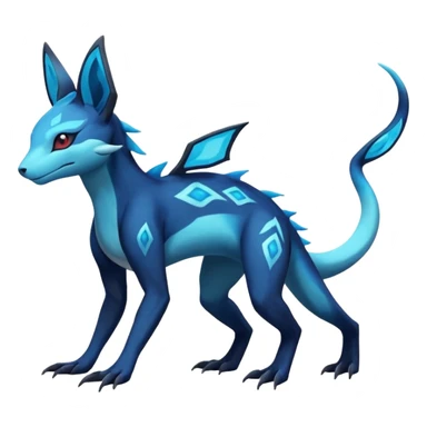 Colorful Dark Shiny Exotic Salandit-Aurorus-Glaceon-Fakémon-hybrid-creature (full body)  sticker