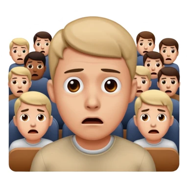 a FRONT PERSON FEELING FEAR, with the audience BEHIND HIM sticker