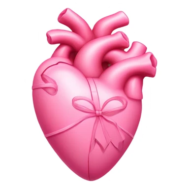 Pink anatomical heart pastel pink with pink bow on top sticker