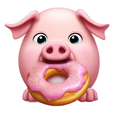 Pig eating donuts sticker