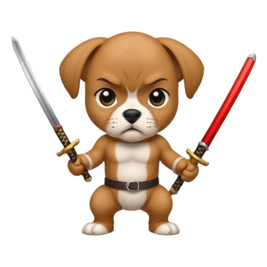 Boxer puppy holding a katana sticker