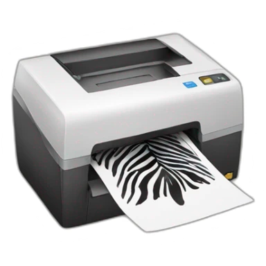 a zebra with a printer sticker