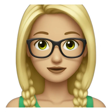 Girl with blonde long hair black glasses green eyes sticker