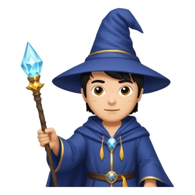 mach mir einen fitness typen in einem zauberer outfit mit schwarzen harren und ein leuchtendem zauberstab sticker