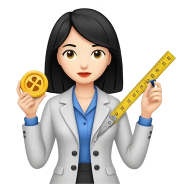 tailor woman holding measure black hair sticker