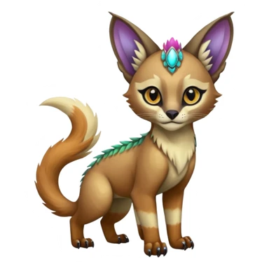Colorful dark tropical tribal glorious iridescent divine exotic cute cool beautiful beautiful fantasy-caracal-civet-genet-sergal-vernid-Gryphon-Cacomistle-Trico-oncilla-animal-Fakémon-hybrid-fursona (full body) sticker