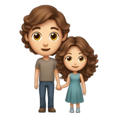 Brown hair man, long Brown hair mother with a baby sticker