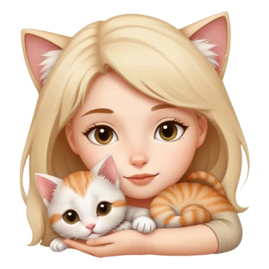 l. A tiny kitten lies on a girl's head, purring softly, making a sweet sight. sticker