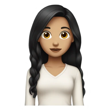 Beautiful girl with black hair and brown eyes and white skin sticker