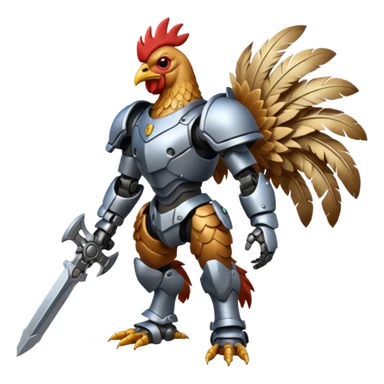 Mecha battle chicken humanoid creature but more human than chicken sticker