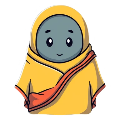 Character wrapped in blanket with visible breath in cold air sticker