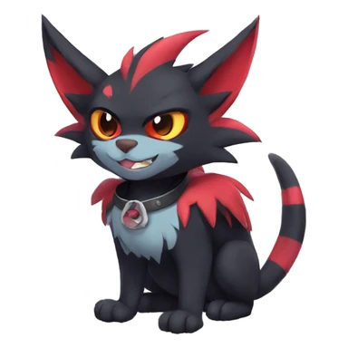 Black Anthro Cool Punk Noibat-Litten-Fakemon-fursona with fangs and red markings Full Body sticker