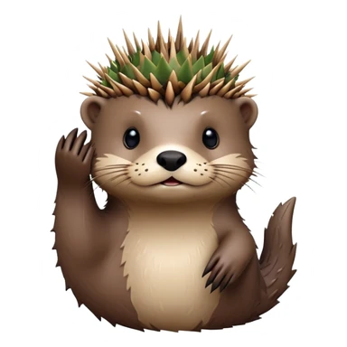 really cute confused otter face with asymmetric spiky thorny wooden bramble wrapped on the top of its head only, no leaves sticker