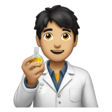 chemistry boy with black hair and his instumants on his hand sticker