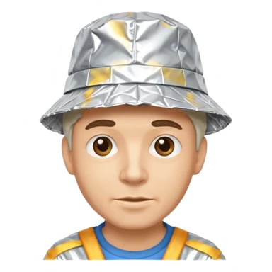 a man with aluhut für verschwörungstheorien wo der hut immernoch wie aluminiumpapier aussieht sticker