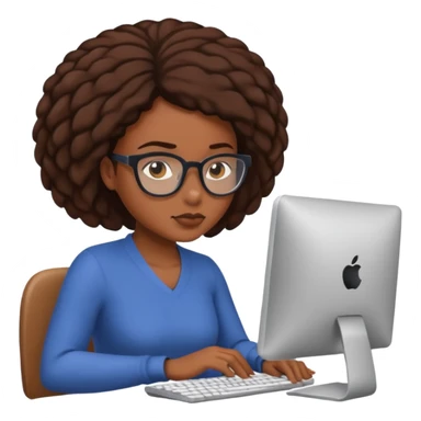 black woman working on a computer sticker