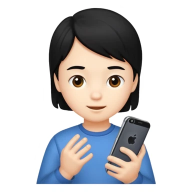 un niño de entre 3 - 10 años jugando con su celular (pelo negro) sticker