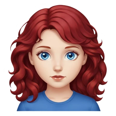 dark red hair, blue eyes, wavy hair girl sticker