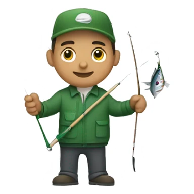 husband holding fishing rod with green fishing line hooked tuna sticker