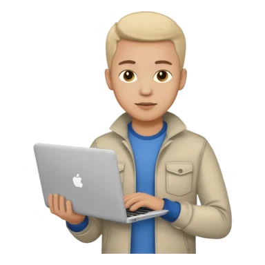 A typical IT specialist, a guy who looks stylish, has a laptop in his hands, he wears casual clothes  sticker