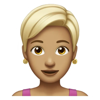 Blonde, short straight hair, brown eyes, wearing cross earrings, fair skin sticker