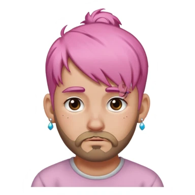  bun haired with earrings pink hair guy sad with beard sticker