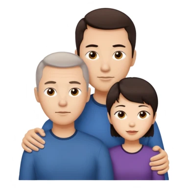 white dad with short buzzed brown hair and asian mom sticker