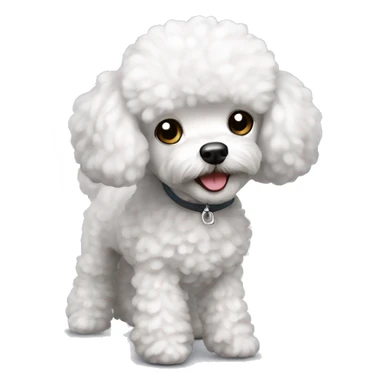 toy poodle dog small. white fur. sticker