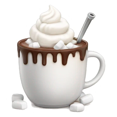 mug of hot chocolate with marshmallows and whipped cream sticker