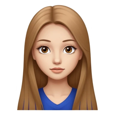 very beautiful girl with long straight light brown hair and make-up with very light skin with long eyelashes  sticker