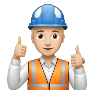 Cara de persona con casco blanco inginierl civil con pulgar arriba sticker