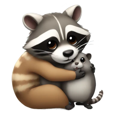 Racoon and hamster hugging sticker
